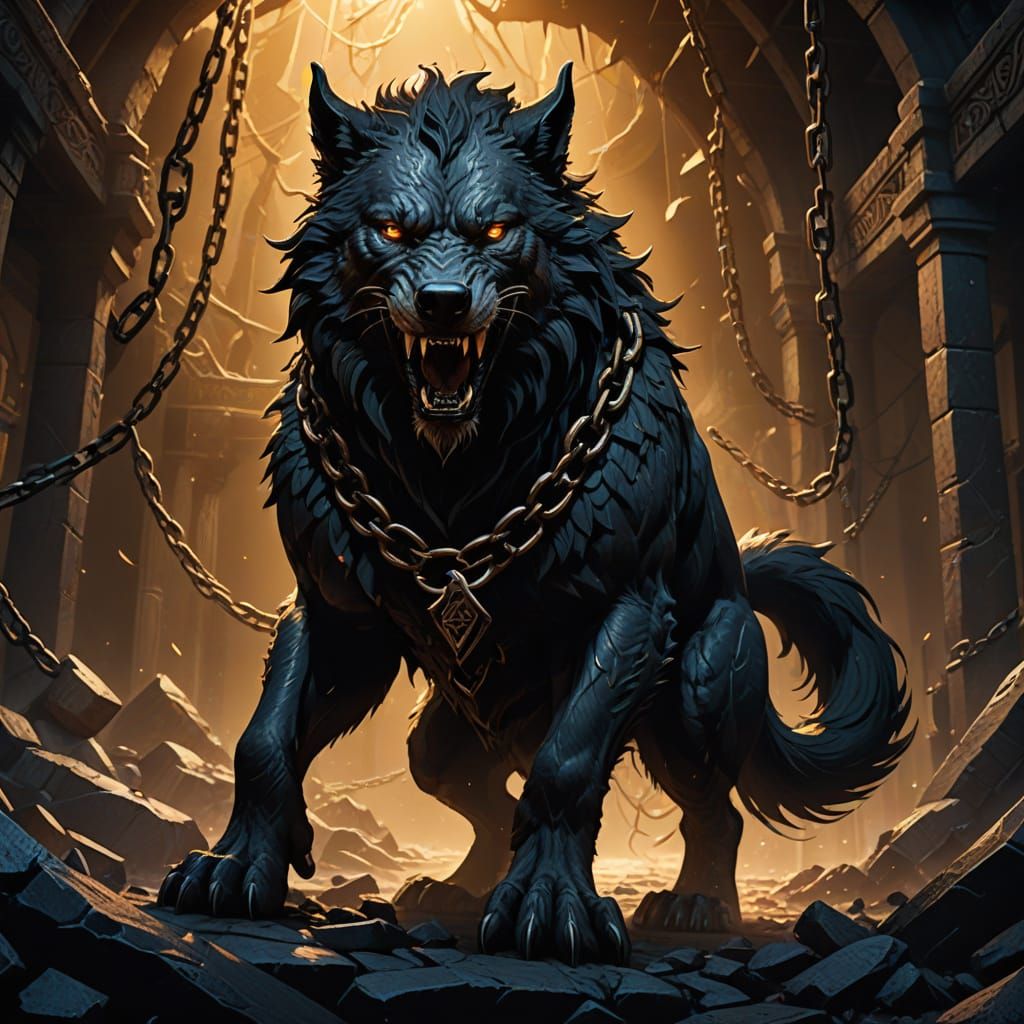 Fenrir, Norse Beast, Struggles to Break Free