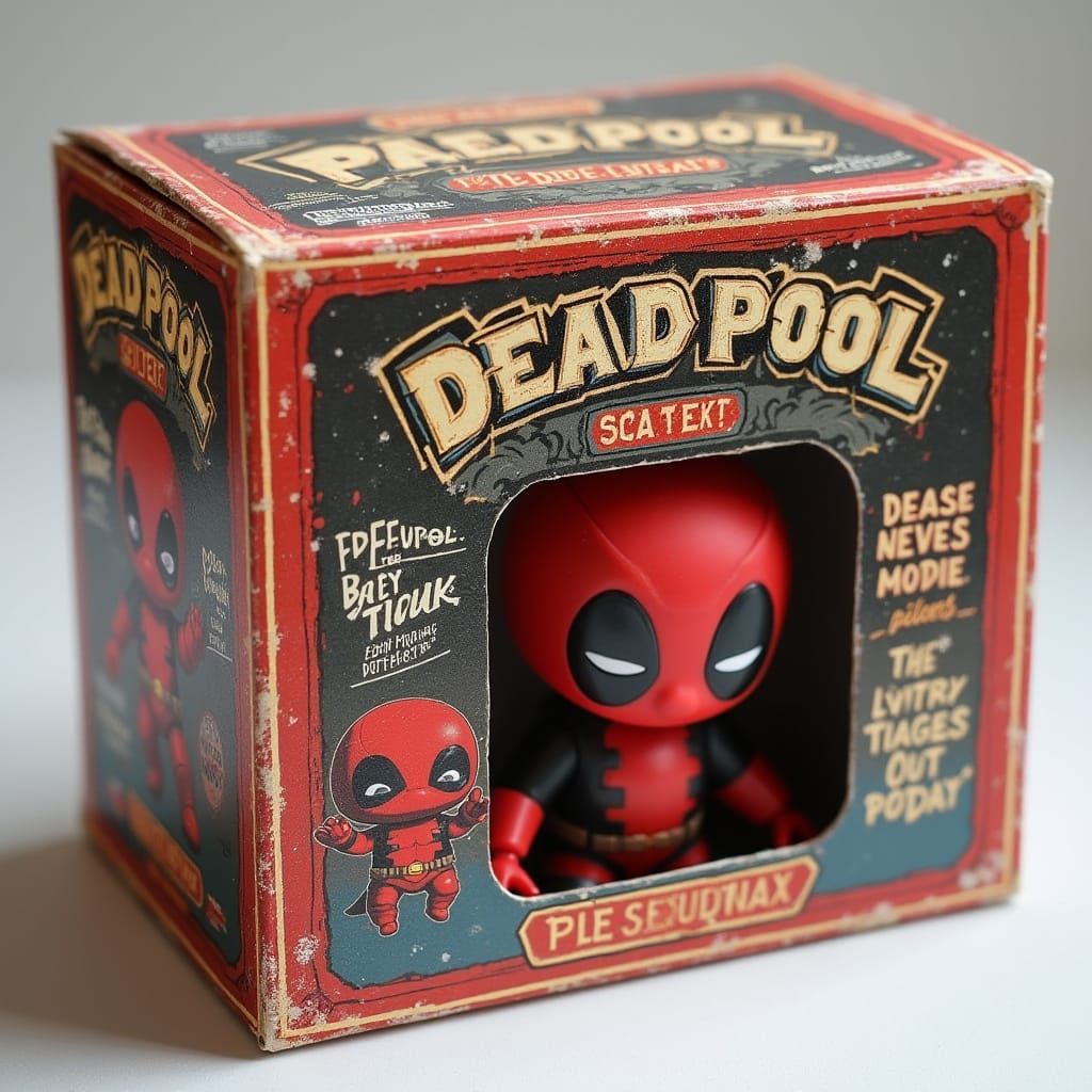 Retro Action Figure Box with Deadpool Pokémon Parody Figure