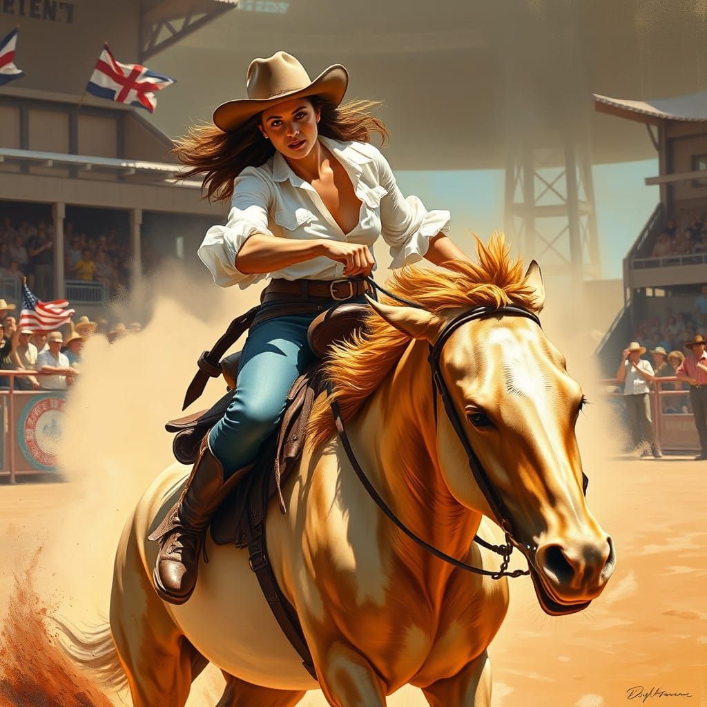 Daring Rodeo Rider in Vibrant Western Style