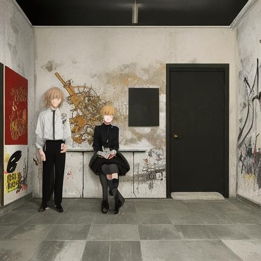 Eerie Anime Illustration: Teenagers Smoking in Restroom