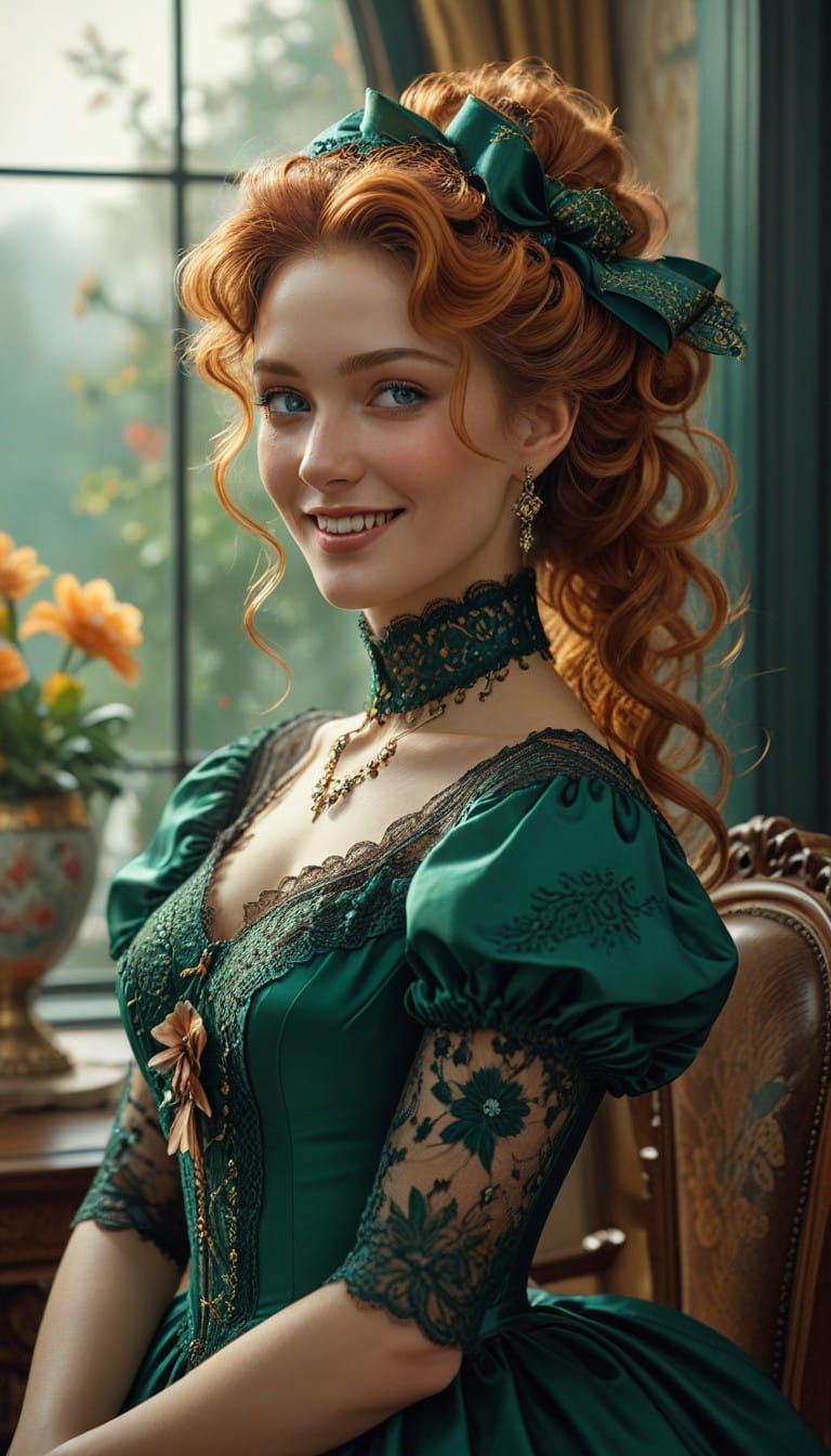 Elegant Victorian Countess in Warm, Golden Hues