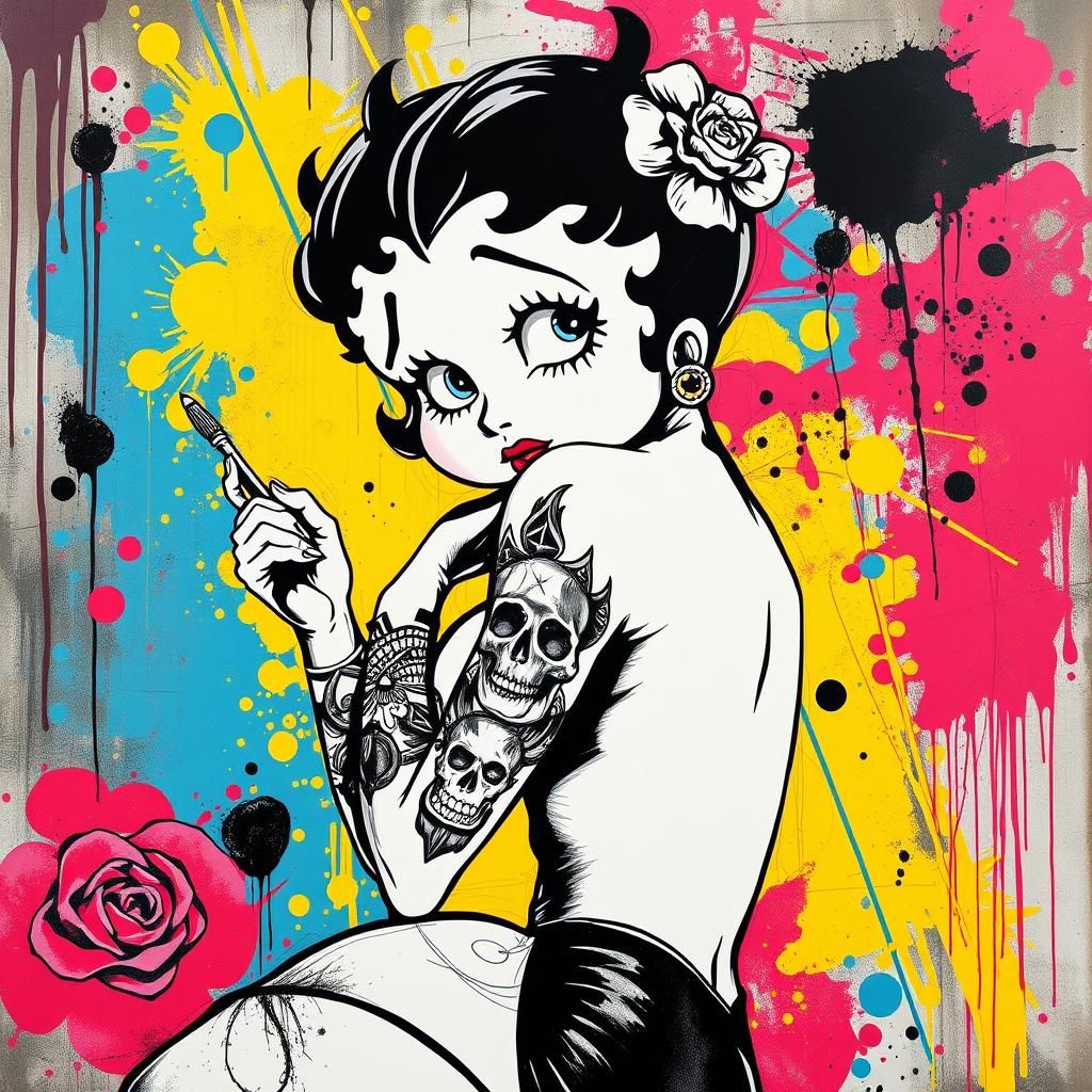 Betty Boop Tattoo Queen in Graffiti Style