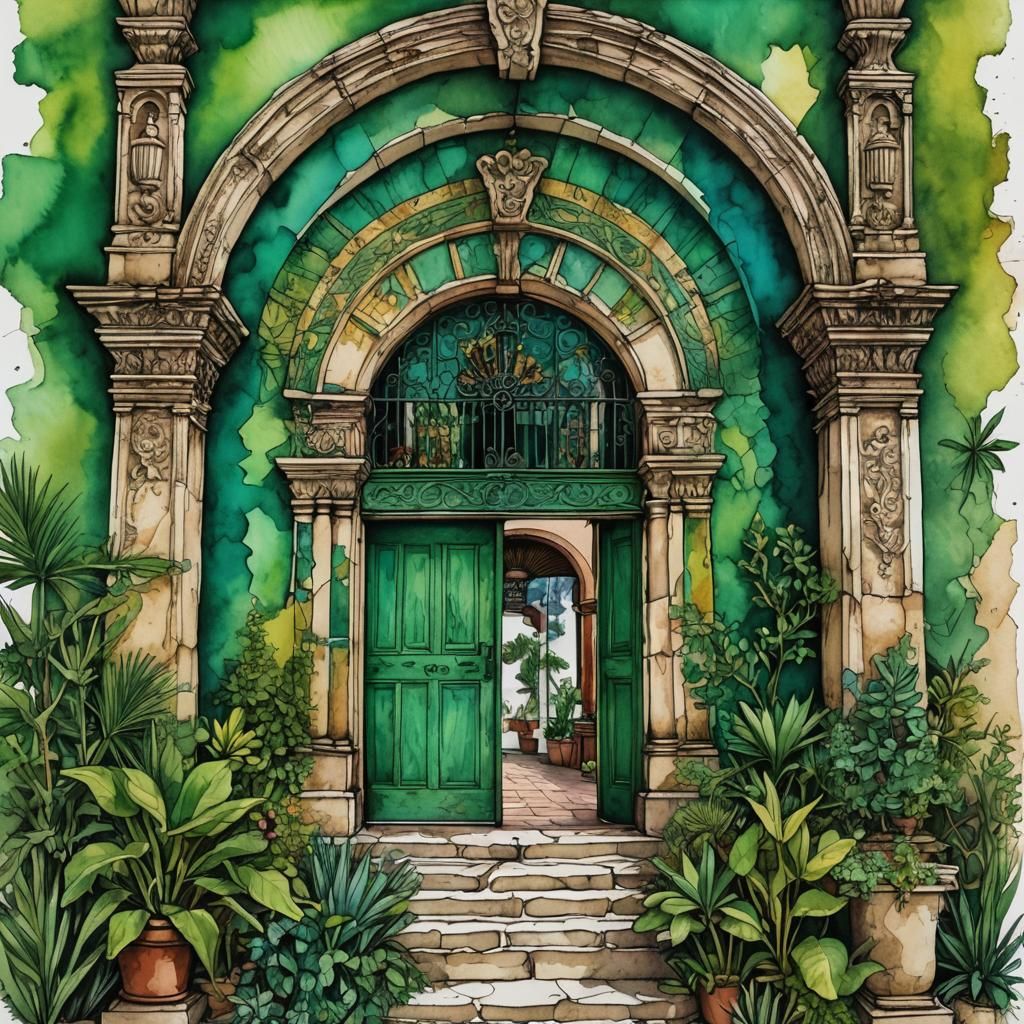 Mexican Mission: Detailed Alcohol Ink Sketch Illustration