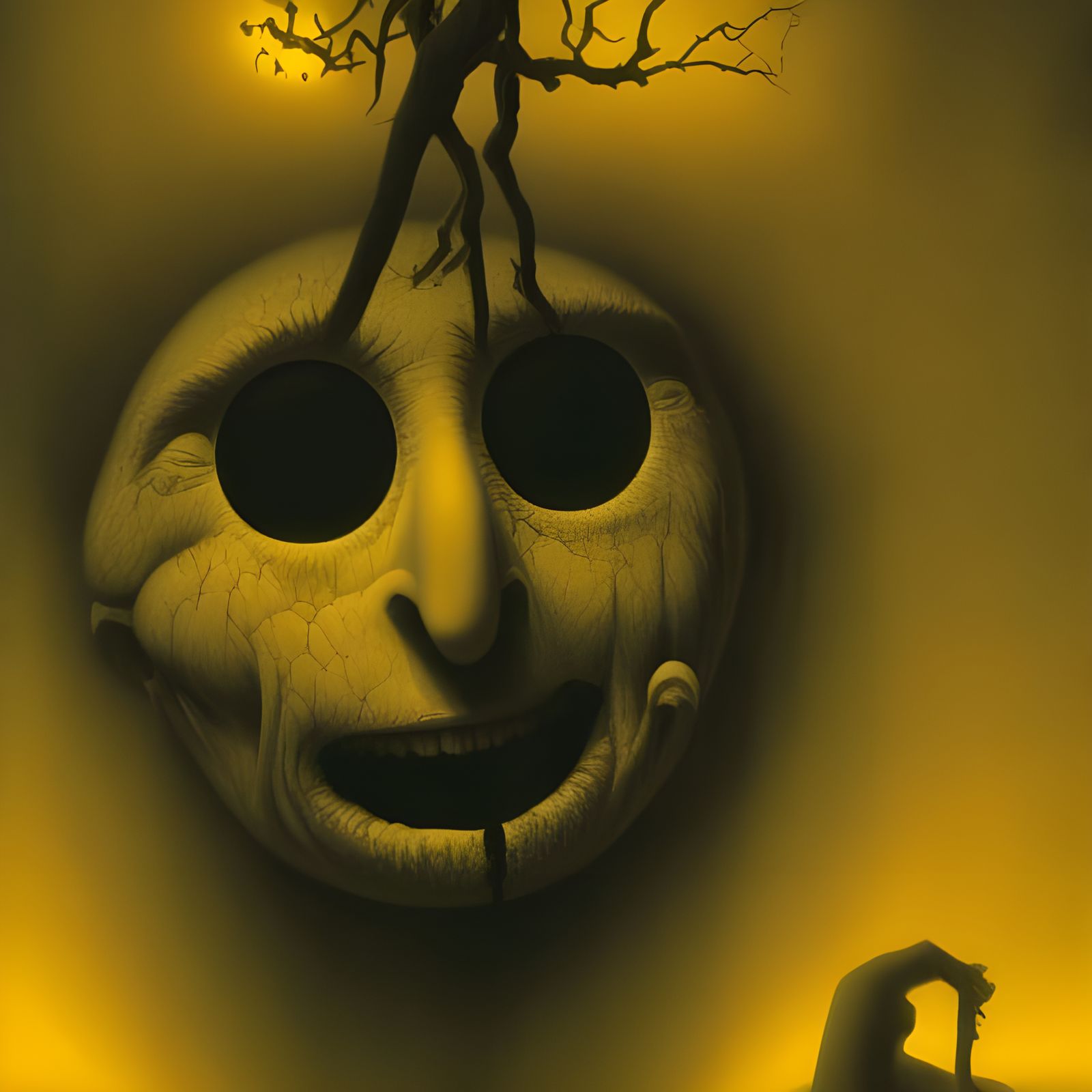 Horrified Emoji Portrait in Detailed Surreal Style