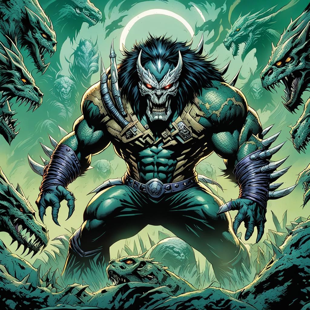 Villain Transformation into Alpha Predator, Comic Book Art