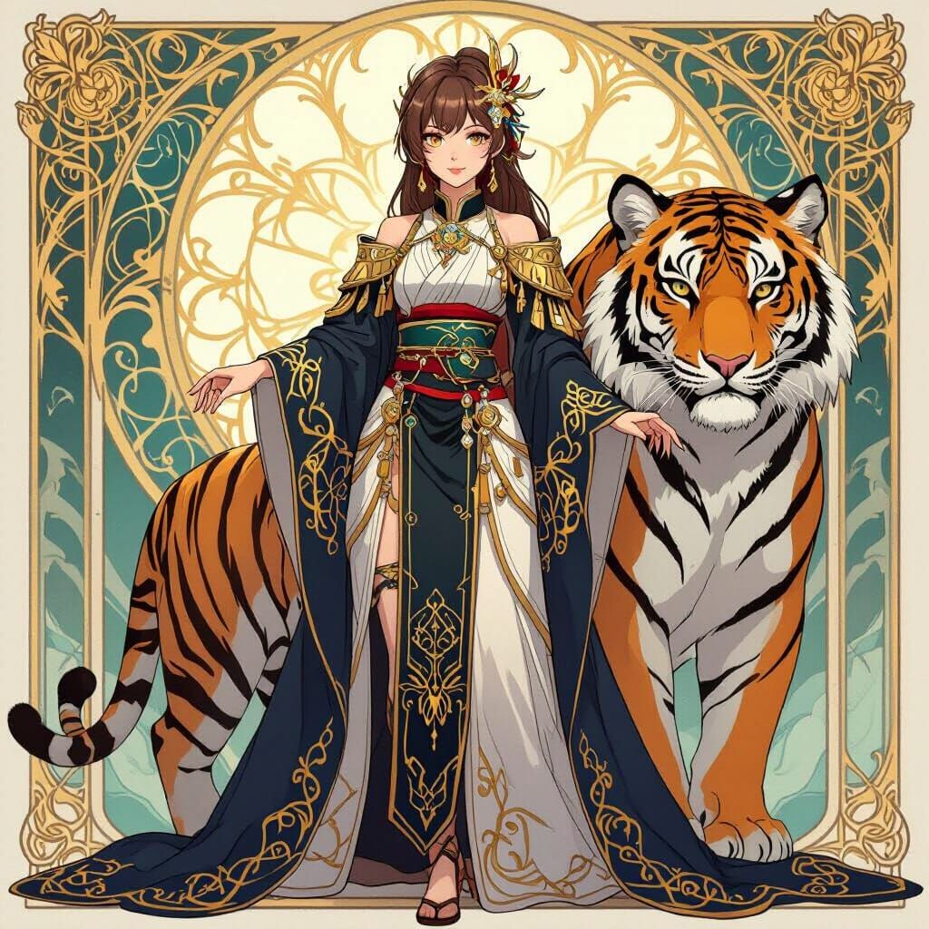 Bismarck in Imperial Robes with Tiger, Art Nouveau Style