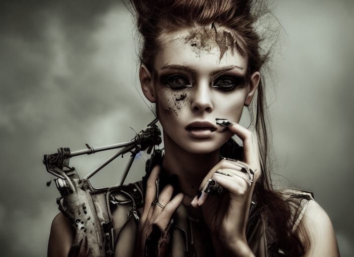 Elegant Woman in Post-Apocalyptic Hi-Tech Portrait
