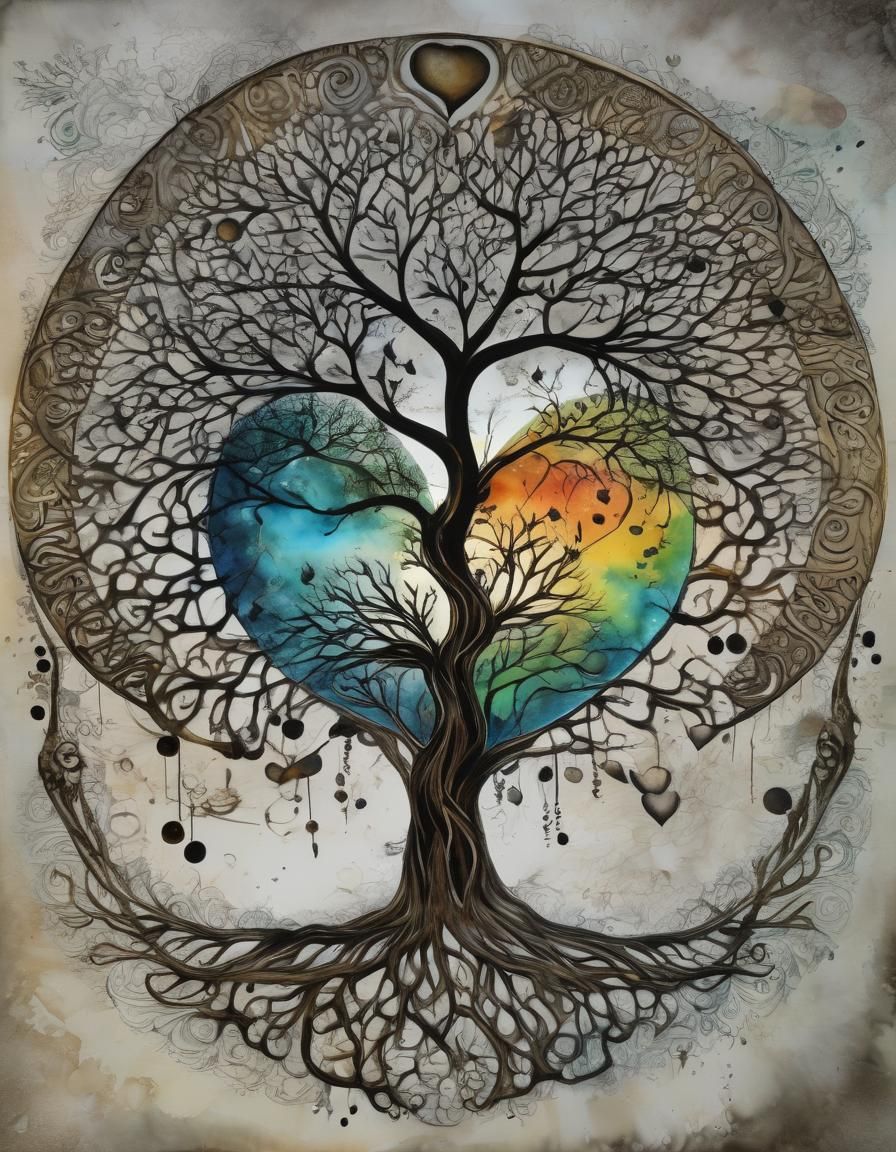 🍂SUN MOON GOLD-ECLIPSE HEARTS TRIBAL TREE AUTUMN 🍂