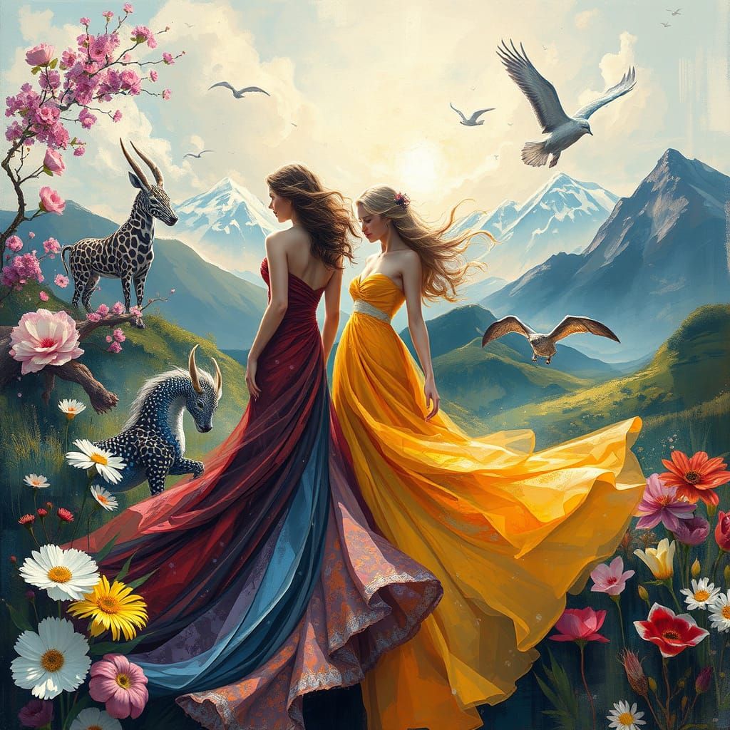 Graceful Women, Animals, and Landscapes in Digital Art