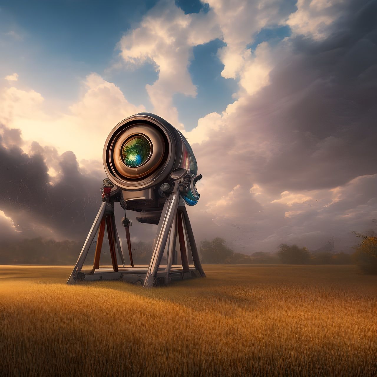 Detailed Portal Machine in Field, Digital Art