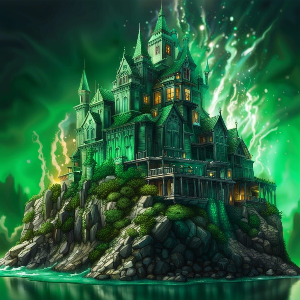 Hyperrealistic Emerald Castle Concept Art