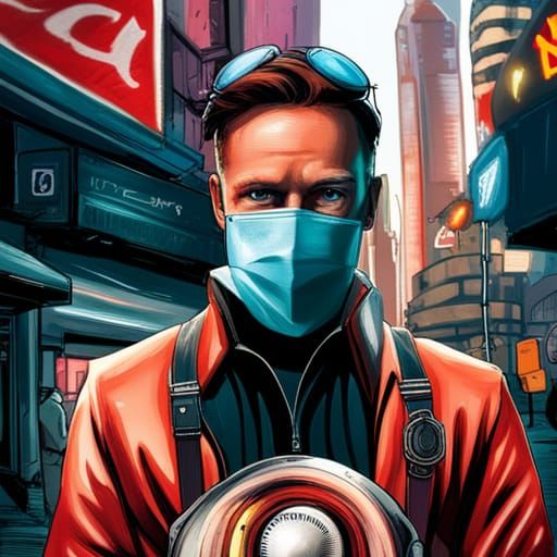 Cyberpunk DJ in Sci-Fi Cityscape