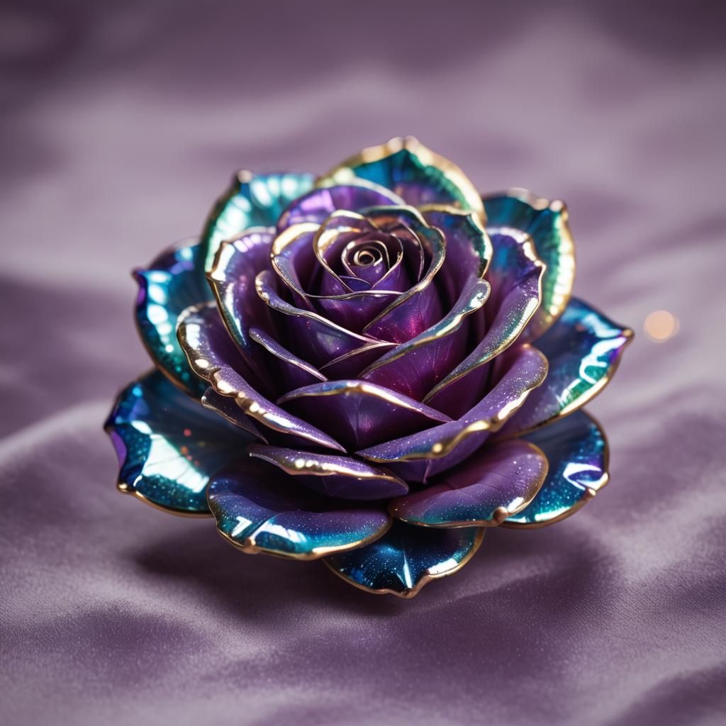 Iridescent Enamel Glass Rose Macro Photography