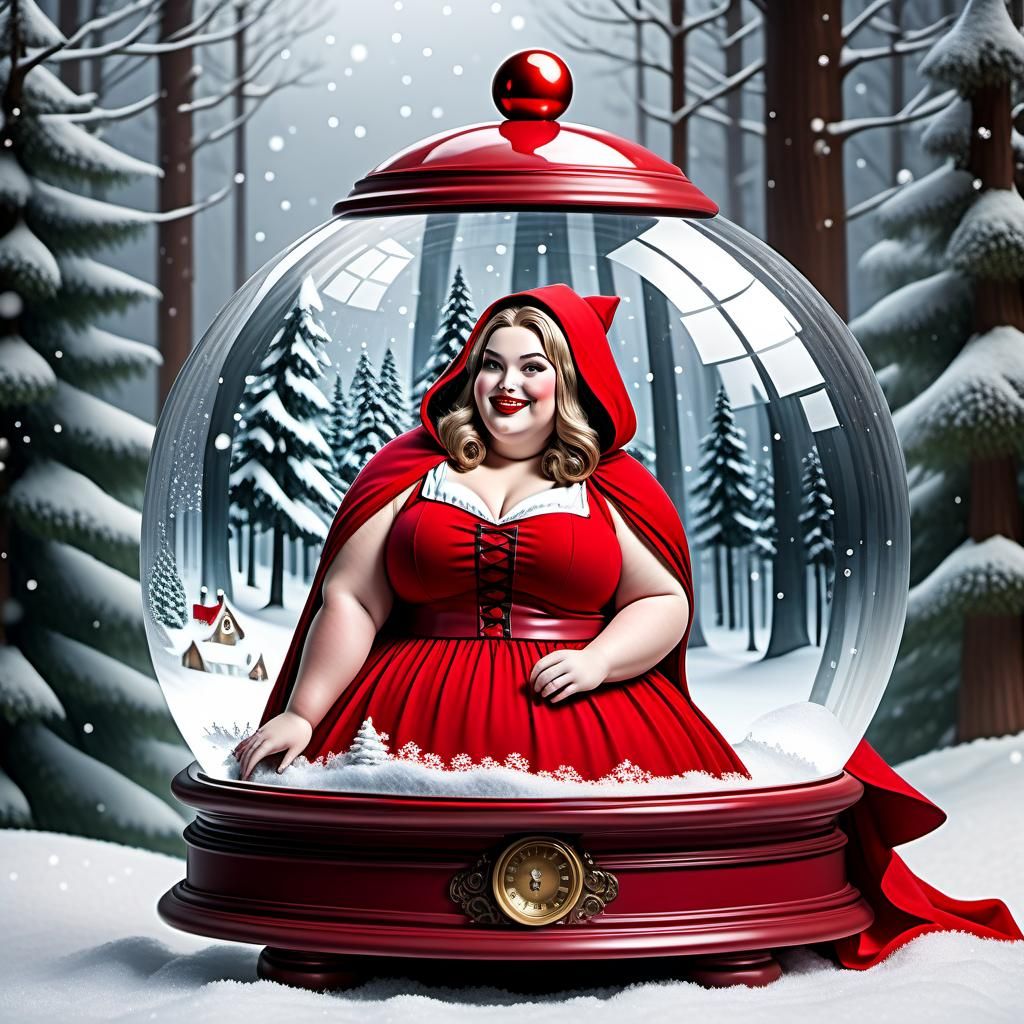 Chubby Red Riding Hood in Snow Globe