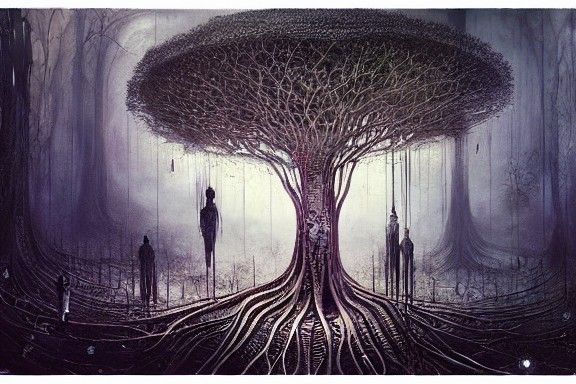 Silver Tree of Life with Desperate Souls