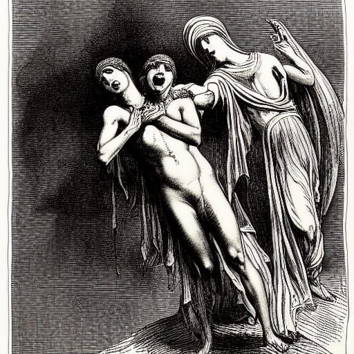 Self-Sacrifice in Pen and Ink Style