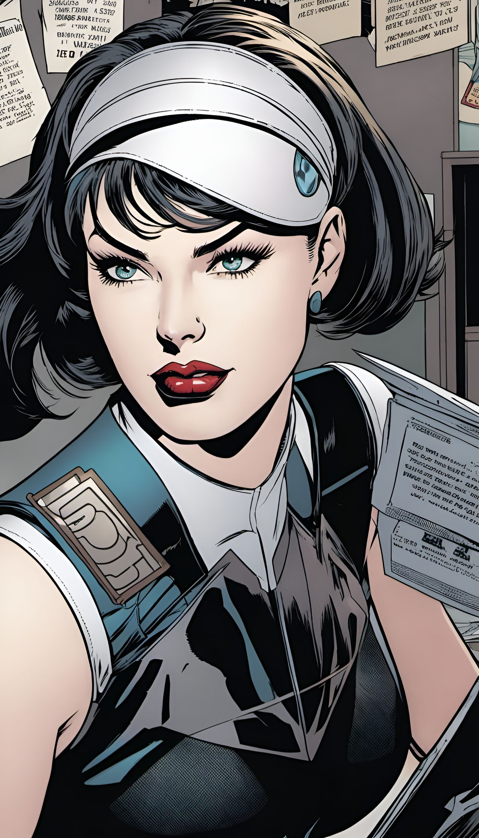 Aquagirl Checks Fan Mail in Retro Comic Style