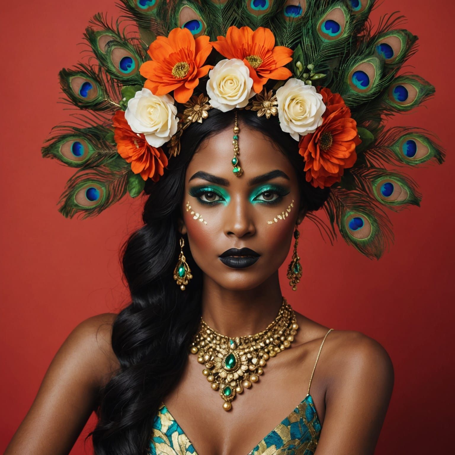 Dramatic Portrait of Two Women in Maximalist Style