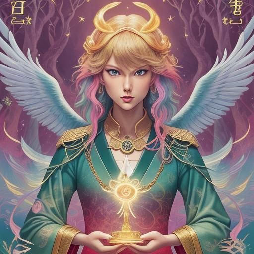 Taylor Swift as Phoenix Tarot Reader in Anime Style