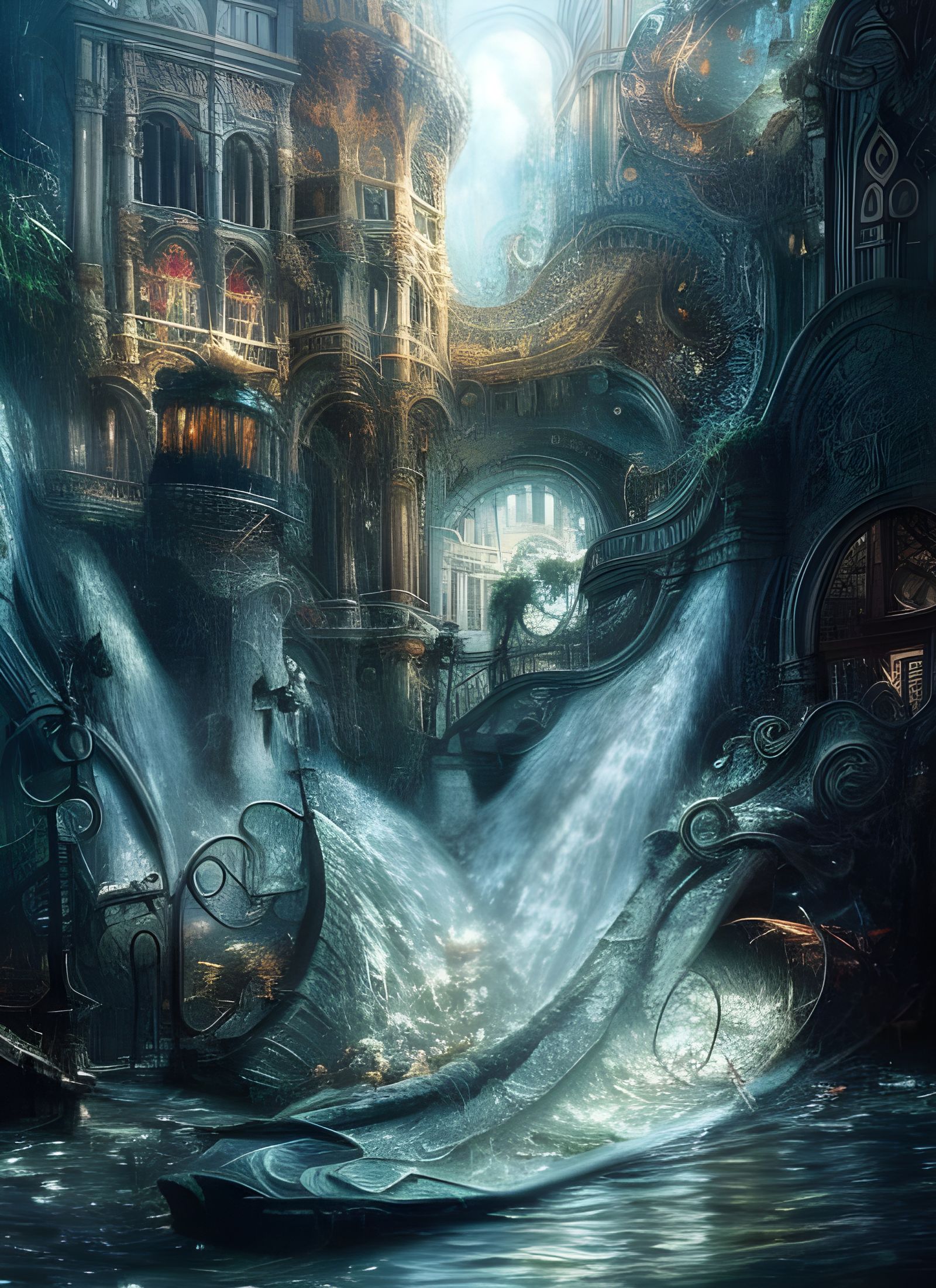 Deep Textured Water Wonderland with Ornamentals