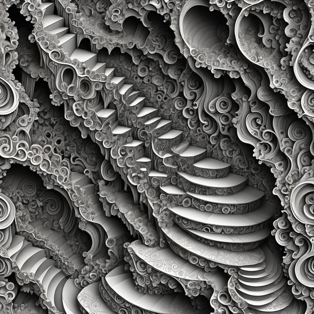 Abstract Fractal: Never-Ending Staircase in 3D