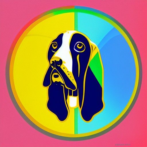 Pop Art Basset Hound Screen Print in Bauhaus Style