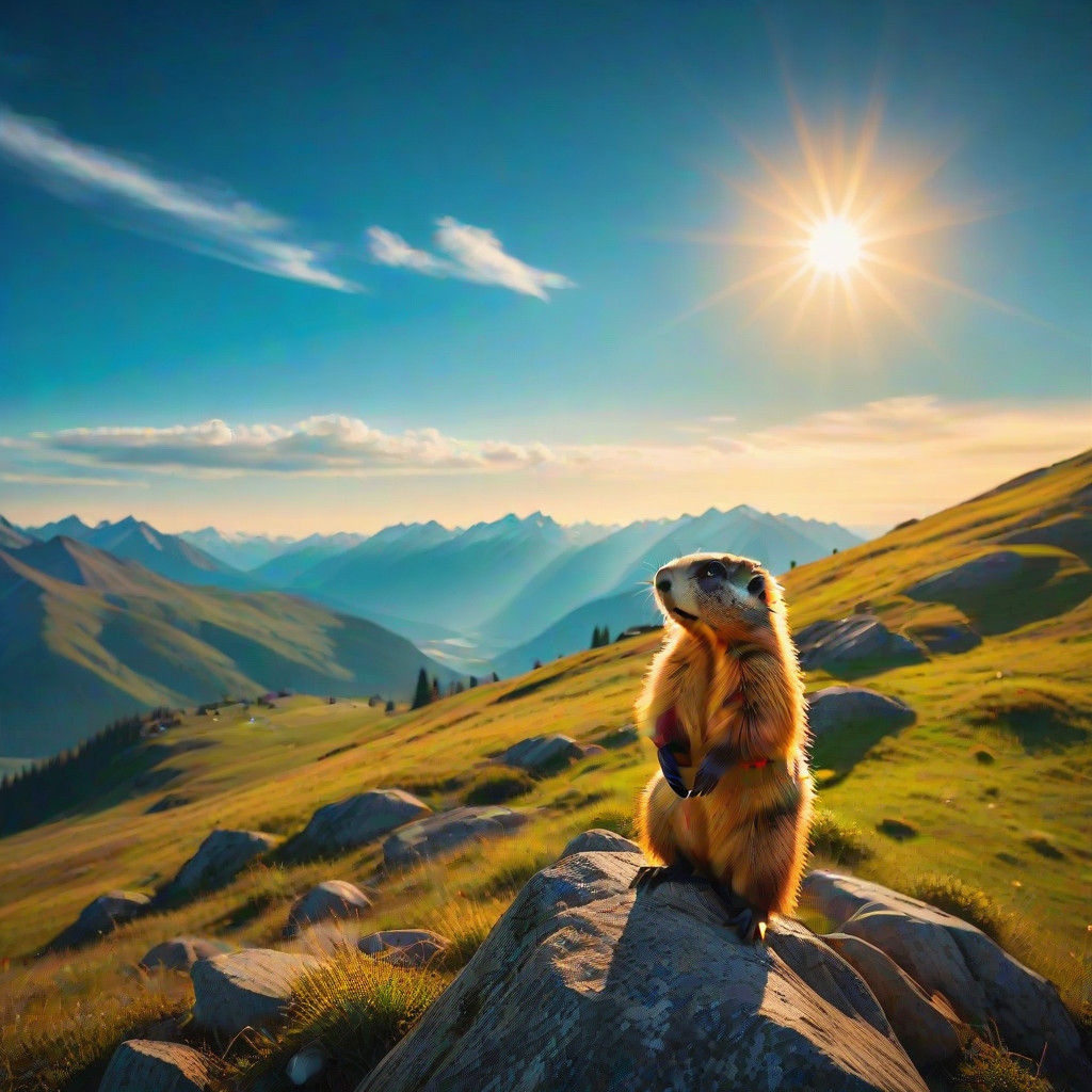 Brown Marmot in Majestic Mountain Landscape