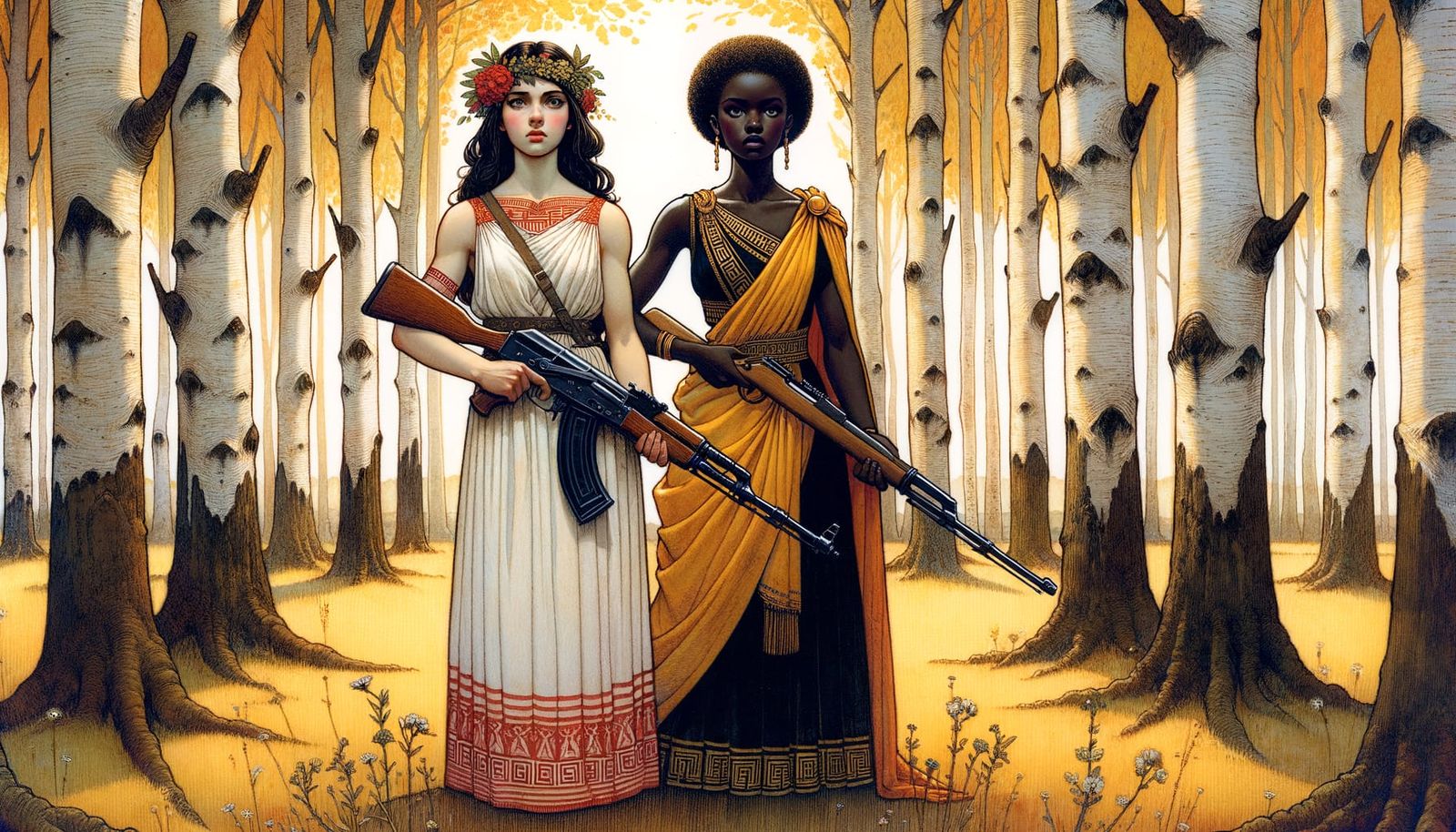 Greek Women in Beech Wood: Victorian Fantasy Art