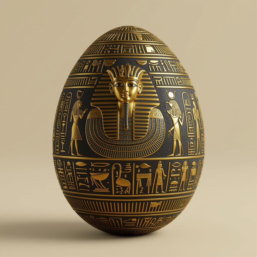 Golden Egyptian Hieroglyphic Egg