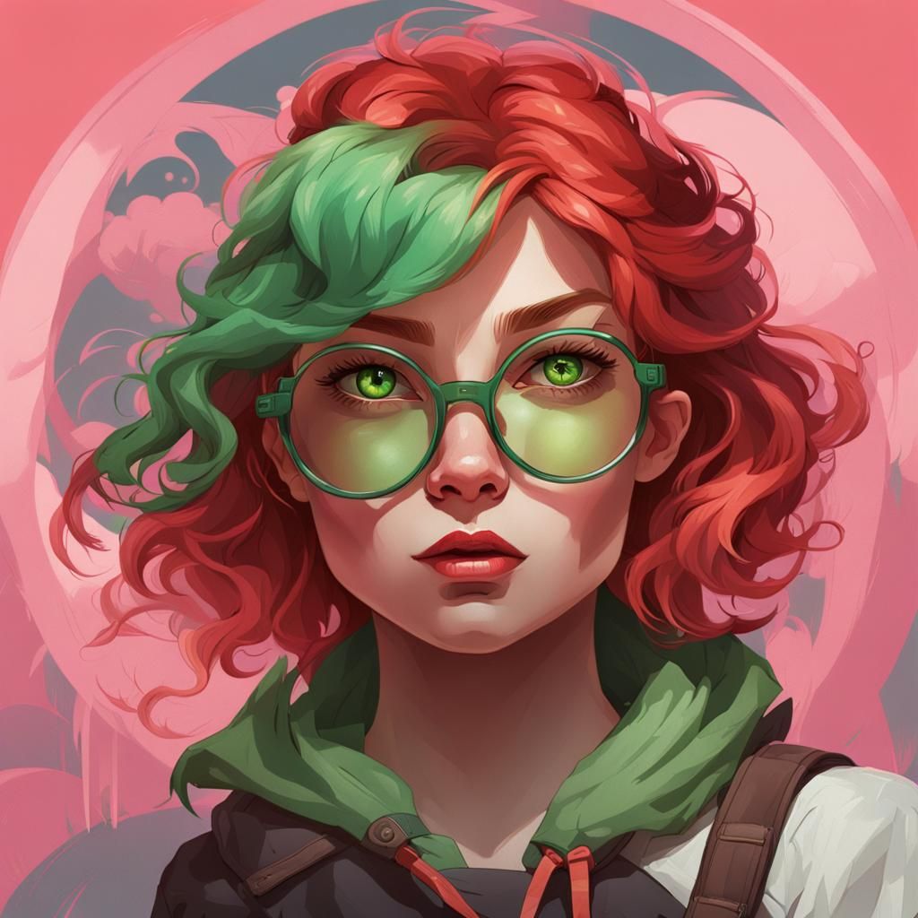 Red-Haired Woman Portrait with Dynamic Lighting