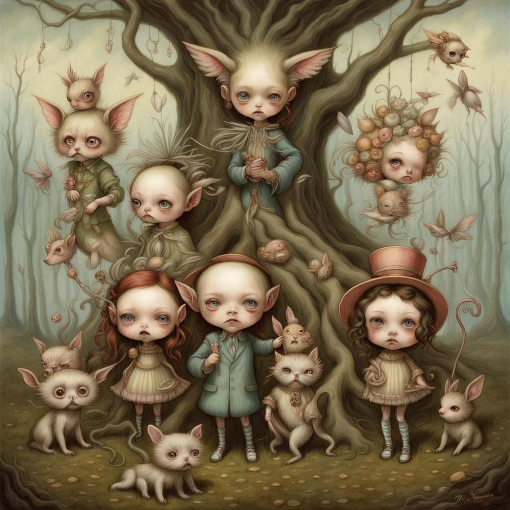 Whimsical Surreal Character Illustration in Pop-Surrealist S...