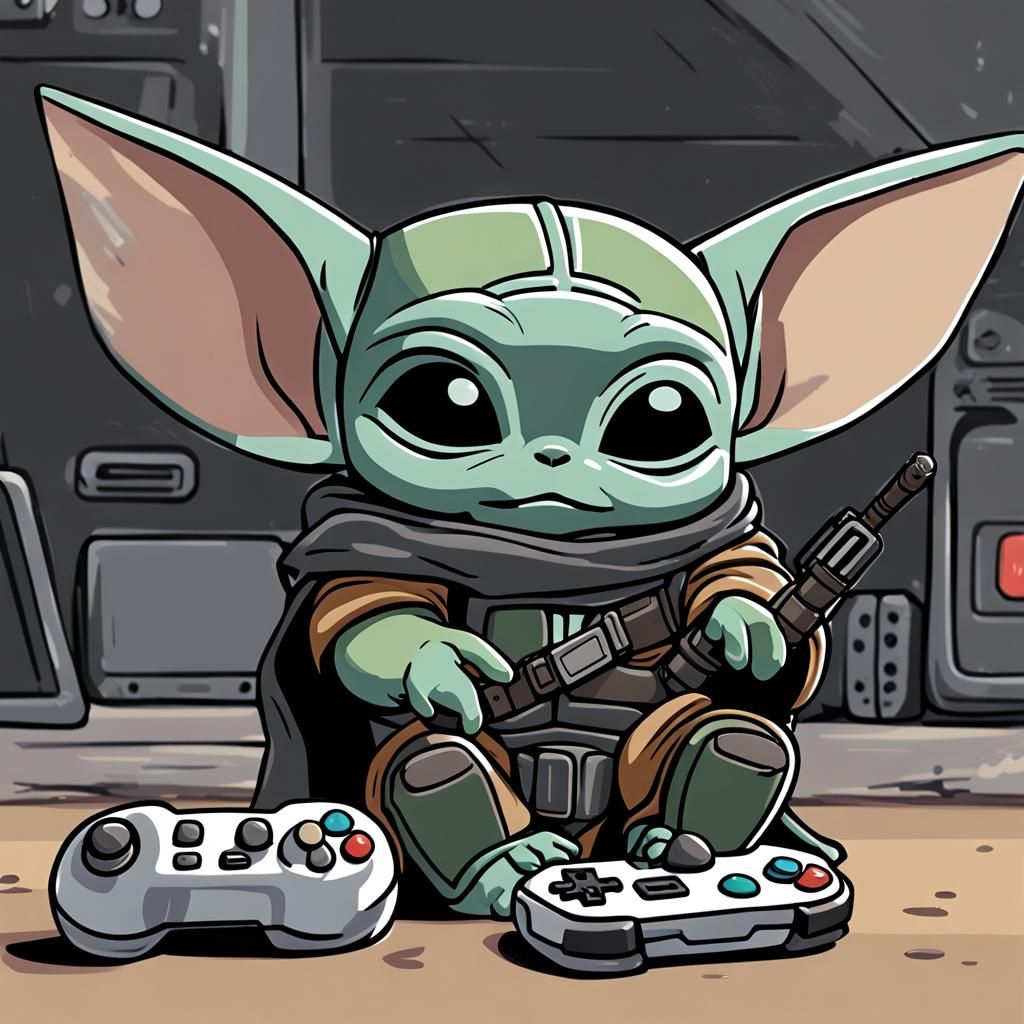 The Mandalorian and Grogu Play Video Games
