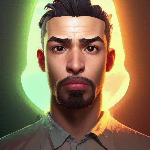 Humorous Portrait of Goofy Man in Trending Art Style
