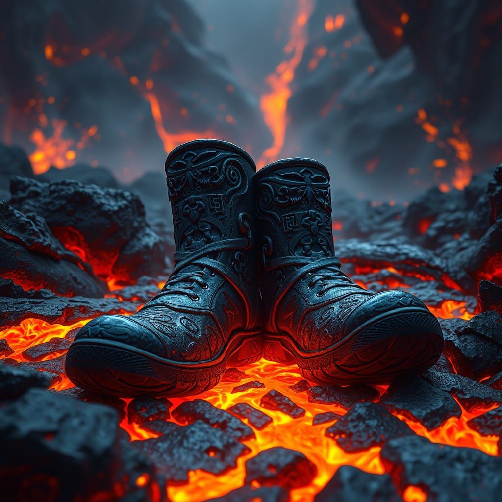 Mystical Obsidian Boots Forged in Volcanic Lava