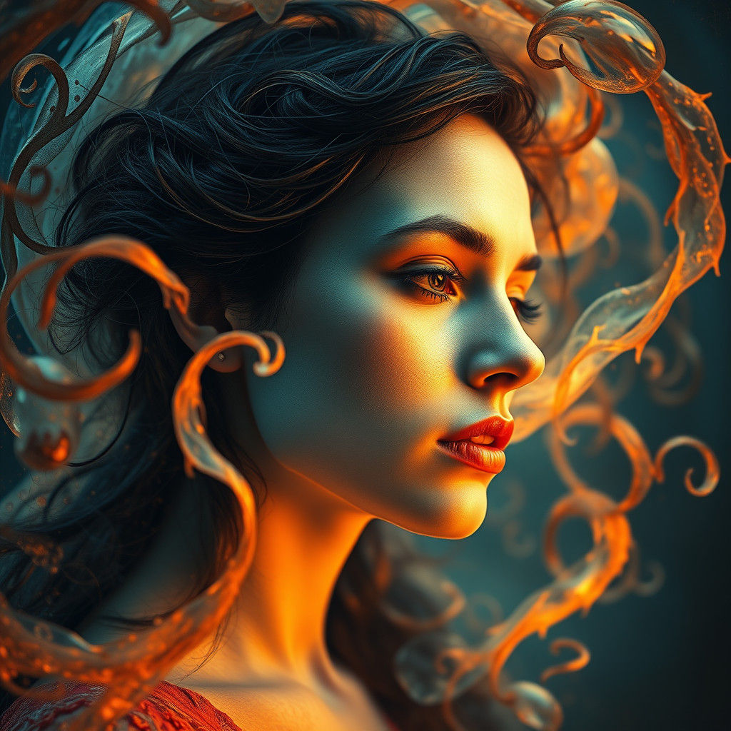 Dreamlike Portrait in Surreal Dark Fantasy Style