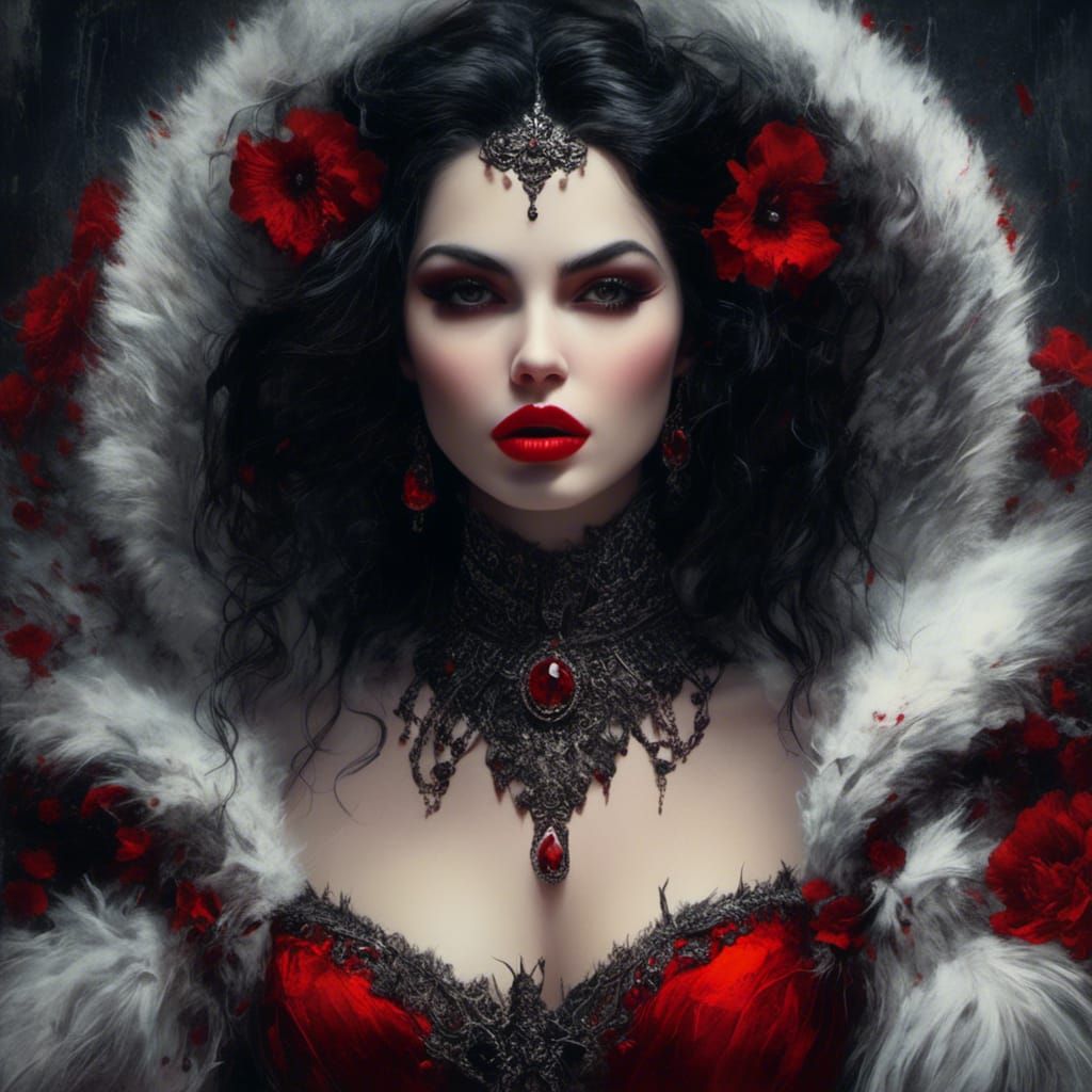 Gothic Snow White with Red Latex Costume