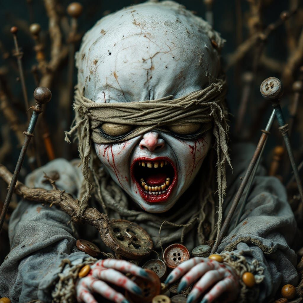 Creepy Voodoo Doll in Surreal Style