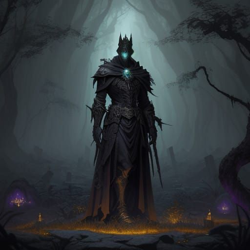 Ancient, Forgotten Tombstone in a Dark, Mystical Forest