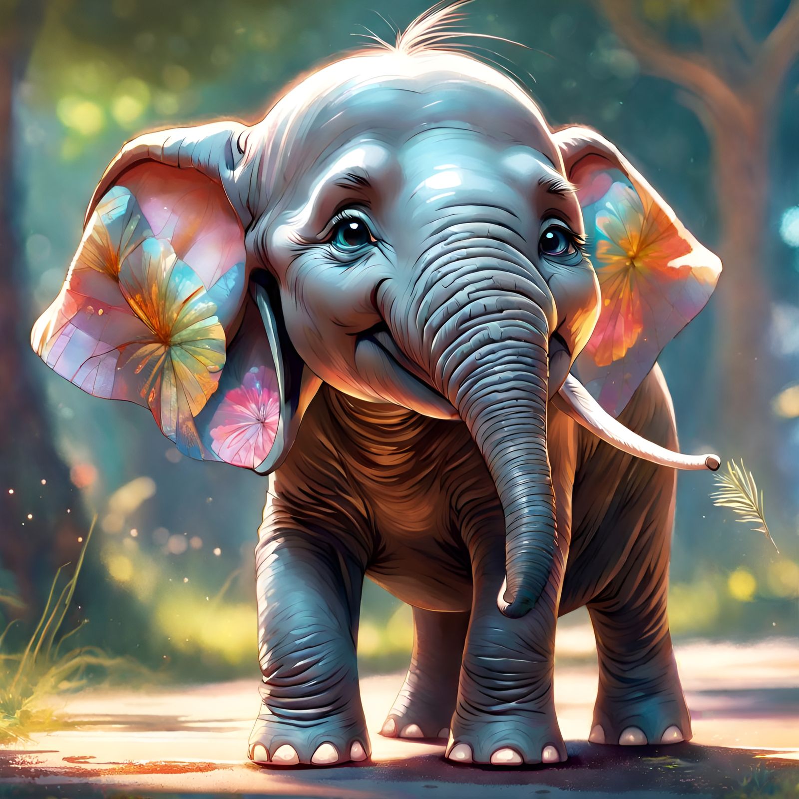 Detailed Elephant Portrait in Digital Art Style