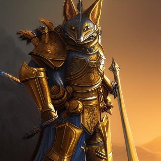 Golden Armored Fox Knight Concept Art