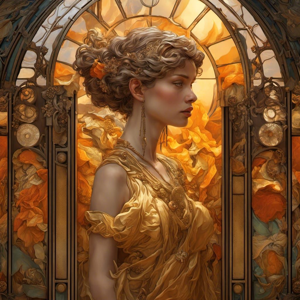 Intricate 3D Pandora Artwork in Art Nouveau Style