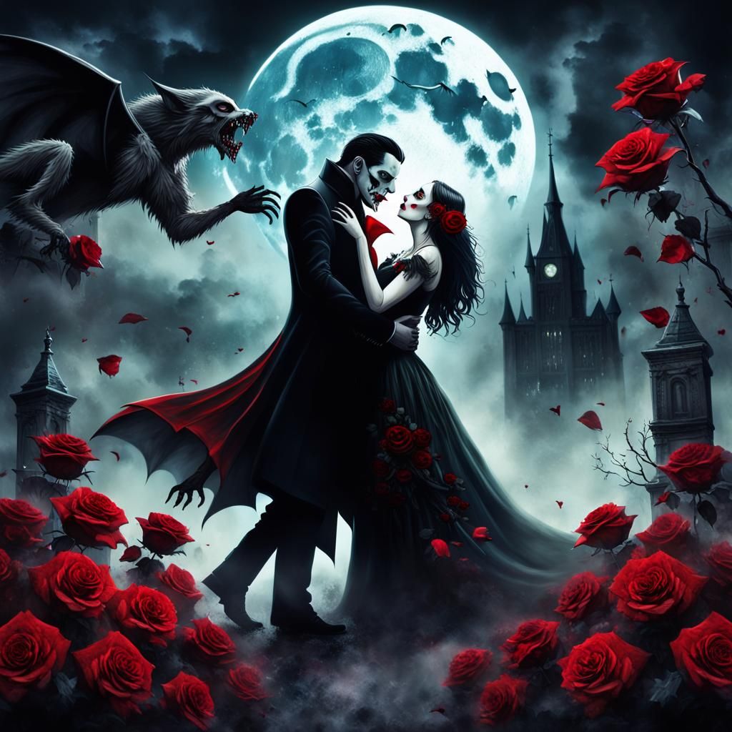 Vampire's Kiss: A Gothic Surrealism Scene