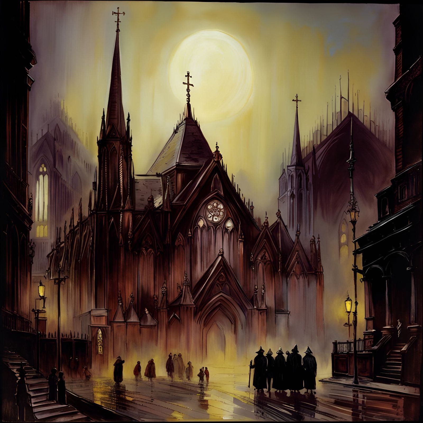Terrifying Gothic Church in Gritty Horror Style