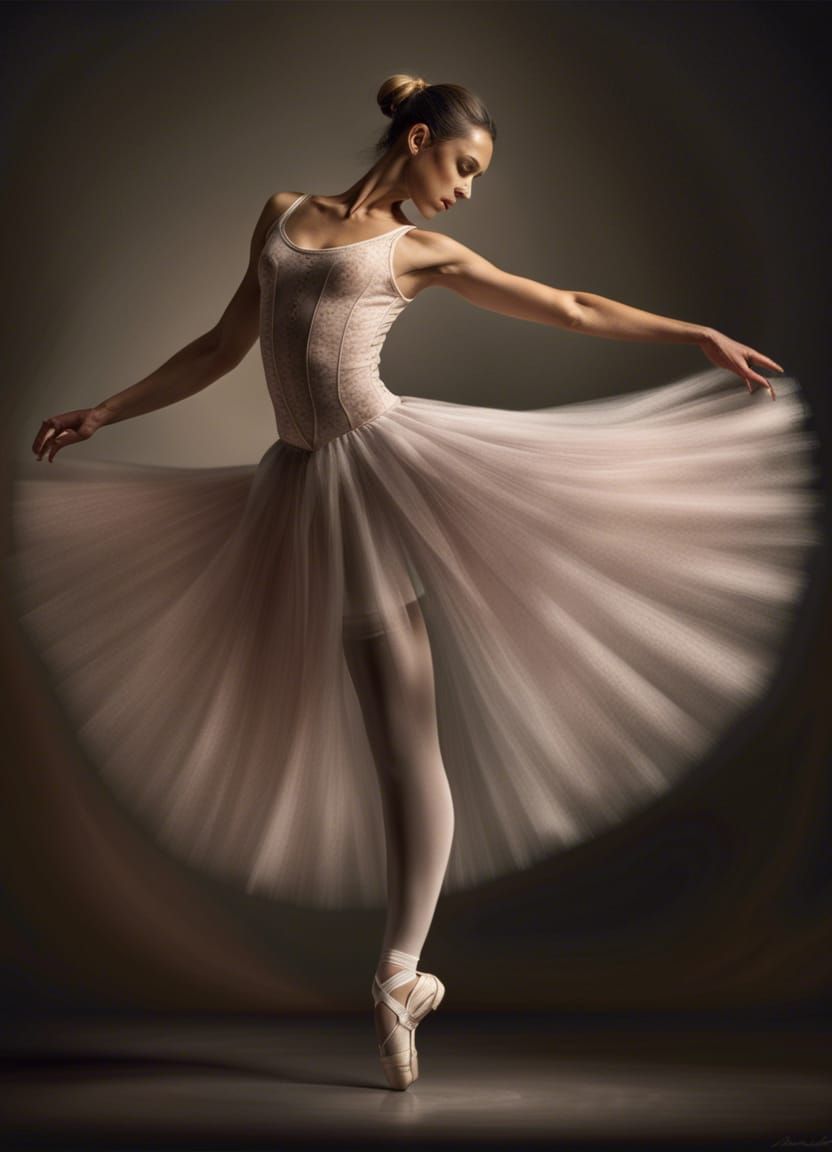 Elegant Ballerina in Motion: A Realistic Portrait