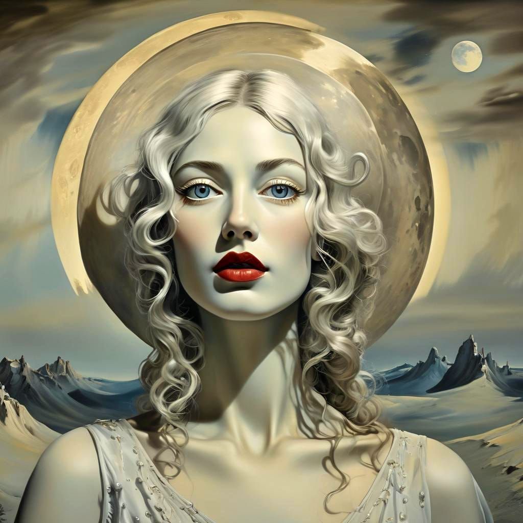Surreal Moon Portrait in Style of Salvador Dali