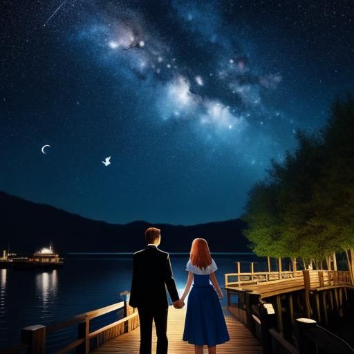 Lovers Stargazing: A Surreal Finger Painting