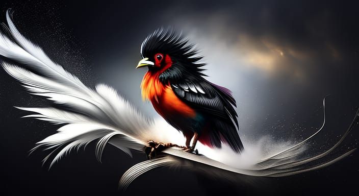 Menacing Rooster Ink Splatter Art in 8K