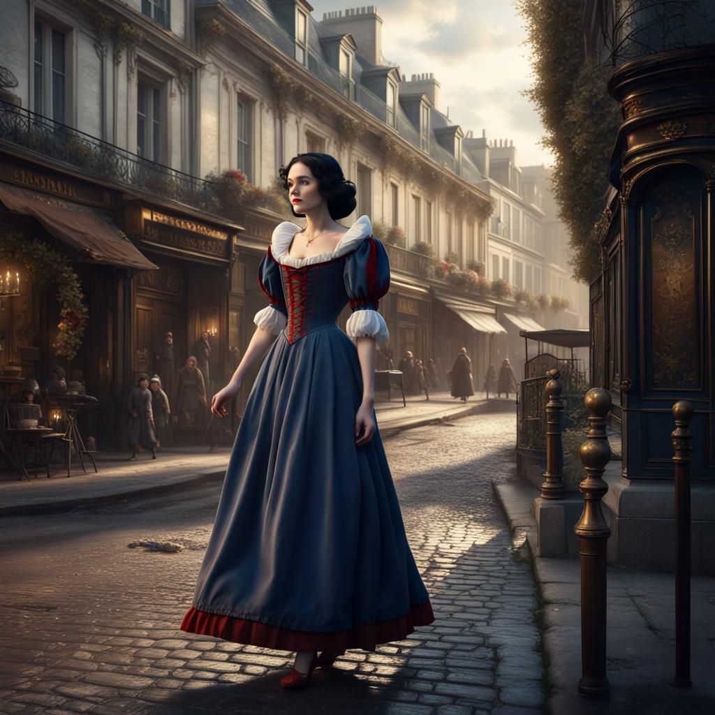 Snow White in Victorian Dress in Paris