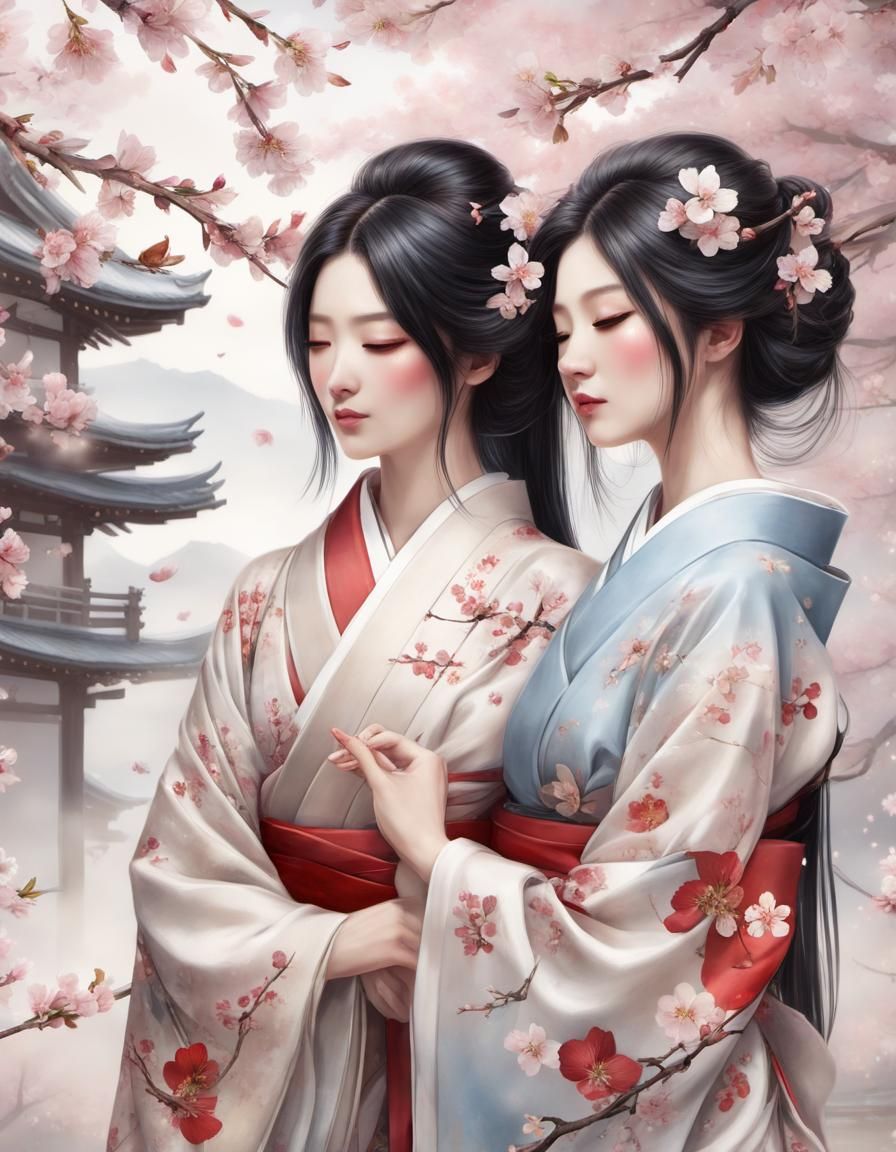 Japanese women in kimonos
