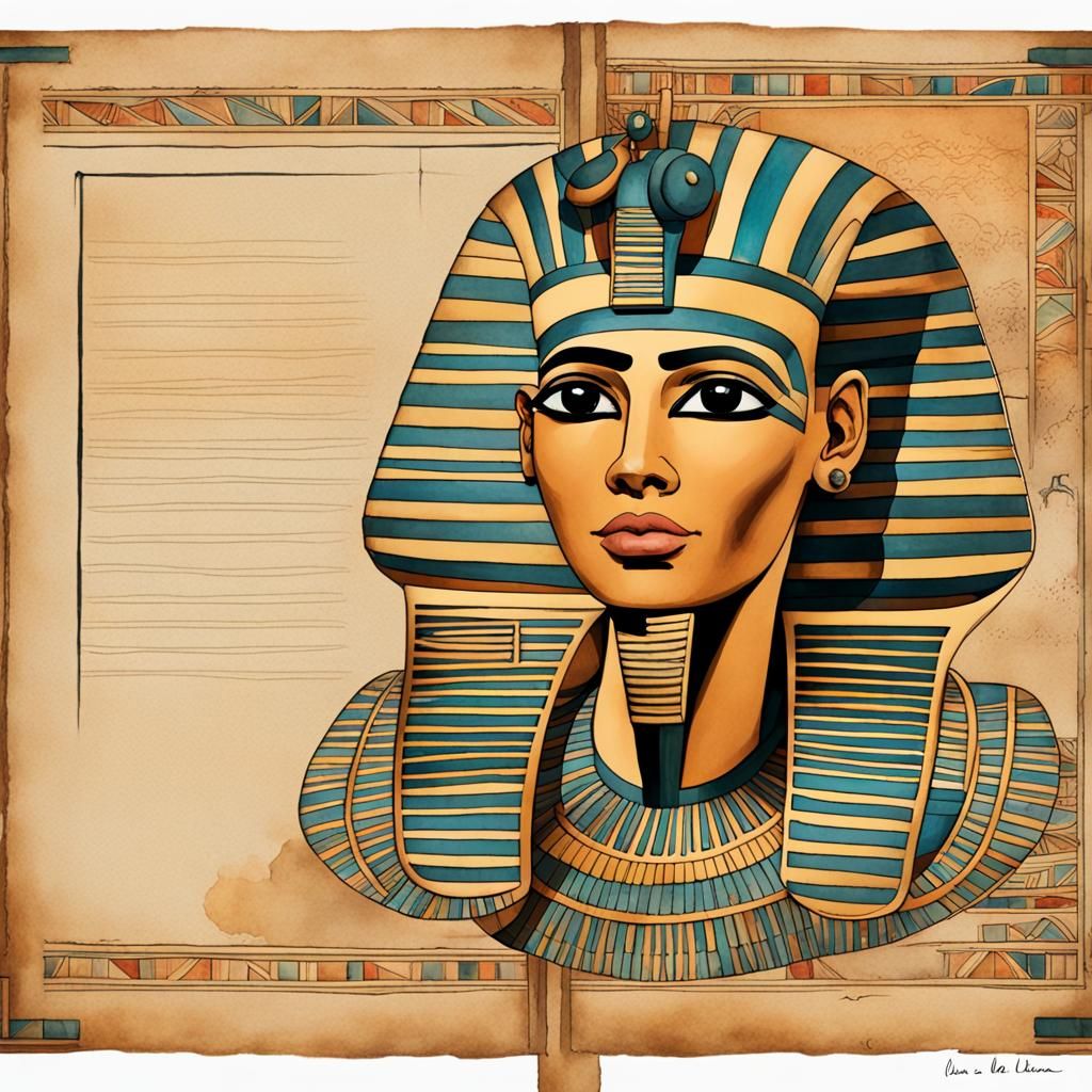 Egyptian Pharaoh Journal Page in Watercolor Style